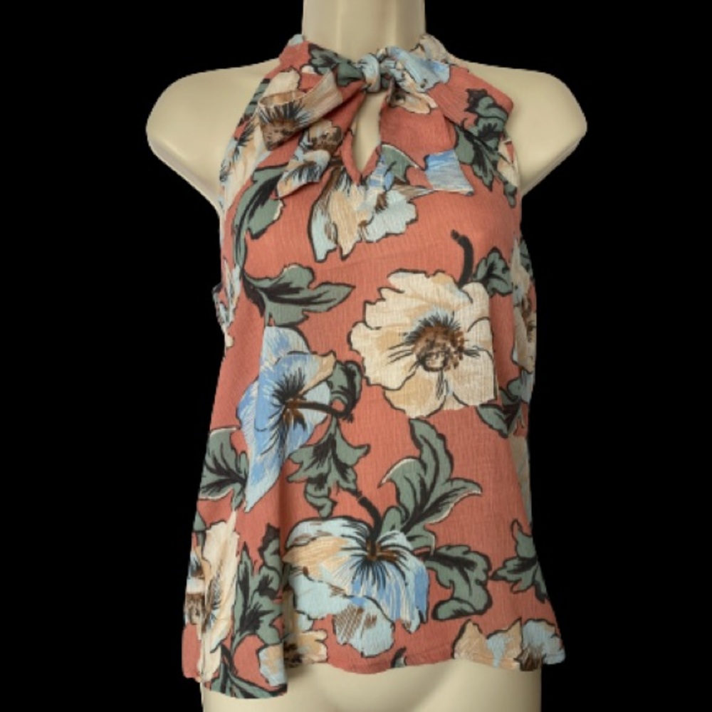 High Neck Floral Top- Size Small